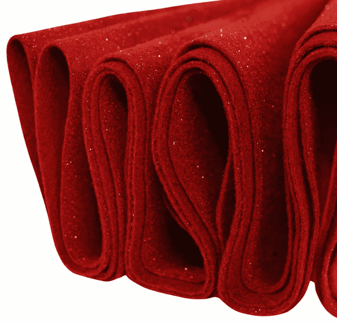 FabricLA Glitter Felt Fabric by the yard, 60 inch wide, non-shedding sparkly felt for crafts, costumes & decor, red, half yard