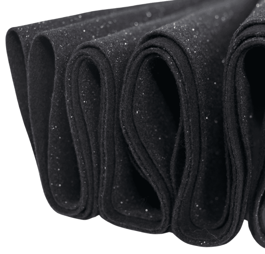 FabricLA Glitter Felt Fabric by The Yard – 60 Inch Wide Sparkly Felt, Non-Shedding Mess-Free Glitter Fabric for Crafts, Costumes & Decor - Black, 2 Yards