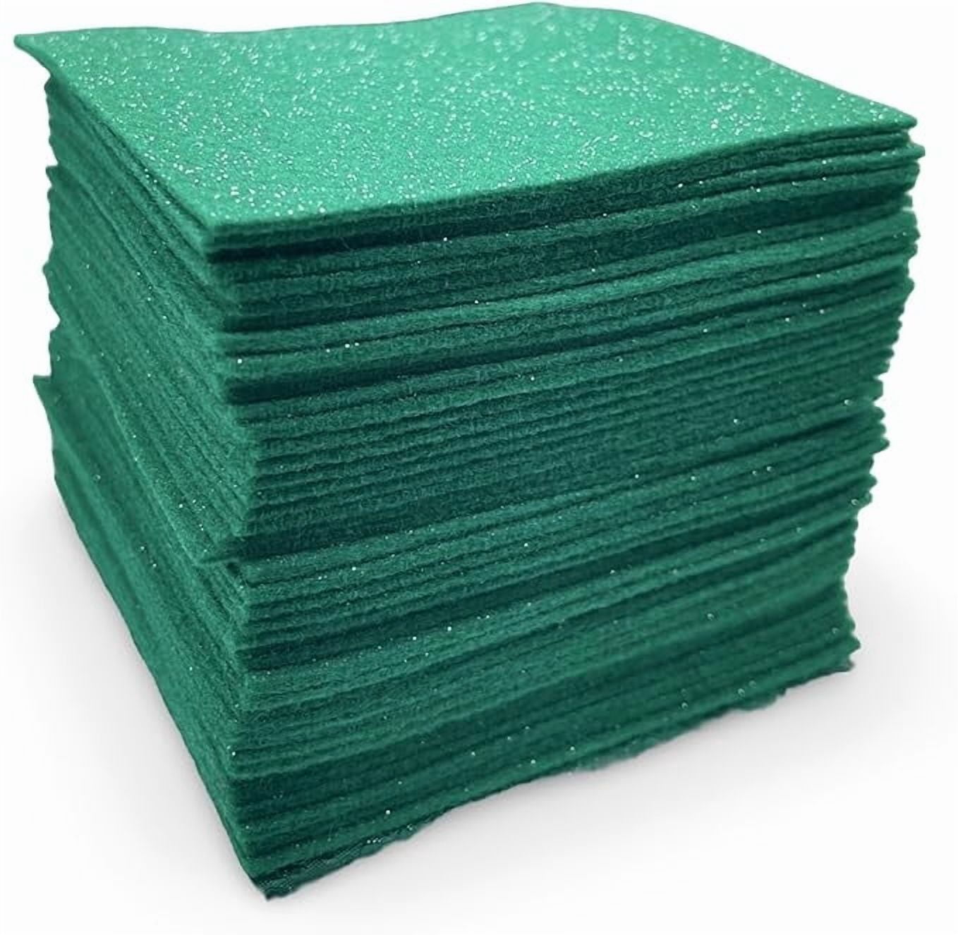 FabricLA Glitter Felt Sheets - 12X12 Inch Kelly Green Glitter Craft Squares, 14-Pack - Soft Precut Felt for DIY, Costumes & Decorations