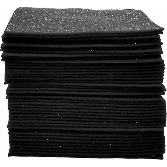 FabricLA Glitter Felt Sheets - 4X4 Inch Black Glitter Craft Squares, 42-Pack - Soft Precut Felt for DIY, Costumes & Decorations