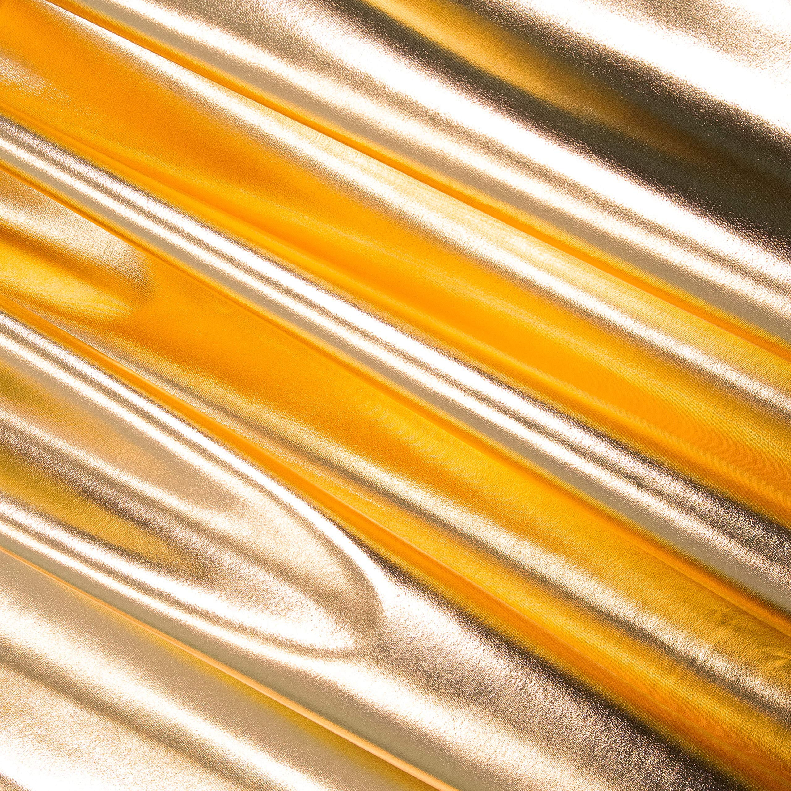 FabricLA Metallic Foil Lame Spandex - 4-Way Stretch Knit Fabric, 60" Inch Wide by The Yard - Dancewear, Costumes & Decoration - Gold, 10 Continuous Yards