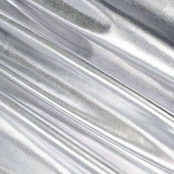 FabricLA Metallic Foil Spandex Fabric - Silver (1 Yard)