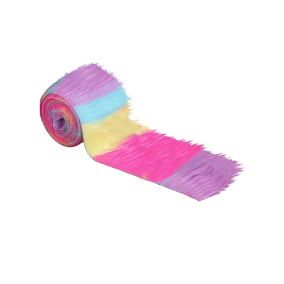 FabricLA Pastel Patch Shaggy Plush Faux Fur Strips - Craft Fur for Gnomes, Cosplay, and DIY Projects | 4" X 60"