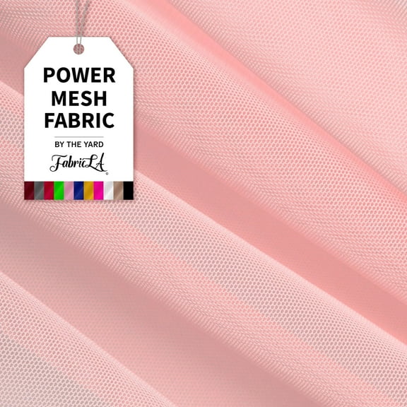FabricLA Power Mesh Fabric | 4-Way Stretch Nylon Mesh Fabric | Lightweight Sheer Nylon Spandex Stretch Mesh Fabric | 4 Yards Mesh | 60" inch Wide | Dusty Pink