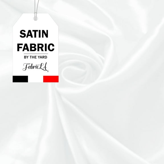 FabricLA Satin Fabric by The Yard - 58/60" Inches (150 cm) Wide Satin Silky Fabric for Bridal Wedding, Apparel, Decoration, Fashion Craft - Satin Charmeuse Fabric White 2 Yards