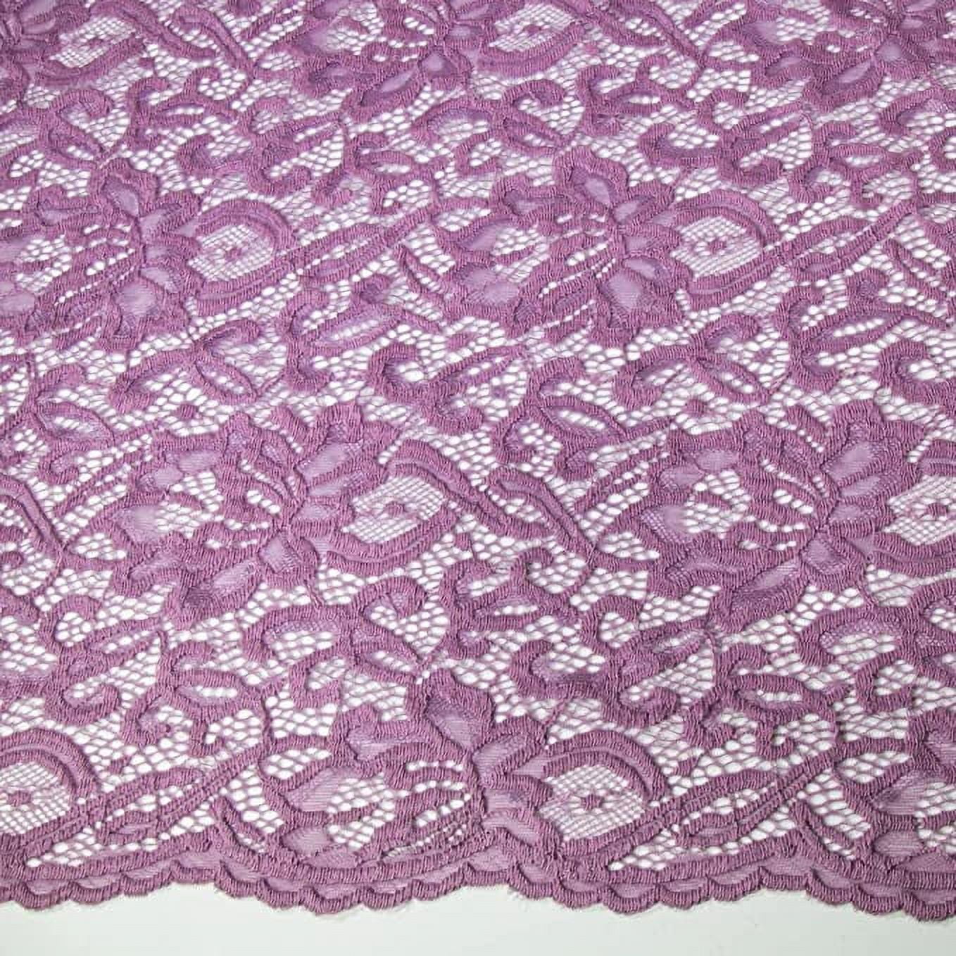 FabricLA Scallop Pattern Lace Fabrics - Nylon Spandex - Stretch Lace Fabric  by The Yard - Mauve 