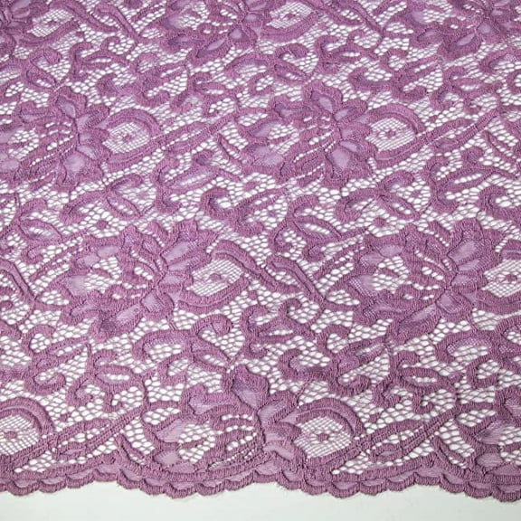 FabricLA Scallop Pattern Lace Fabrics - Nylon Spandex - Stretch Lace Fabric by The Yard - Mauve