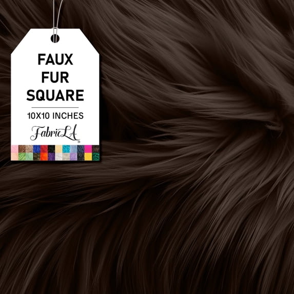 FabricLA Shaggy Faux Fur Fabric - 10" X 10" Inches Pre Cut - Use Fake Fur Fabric for DIY Craft, Fashion Accessory, Home Decoration, Hobby