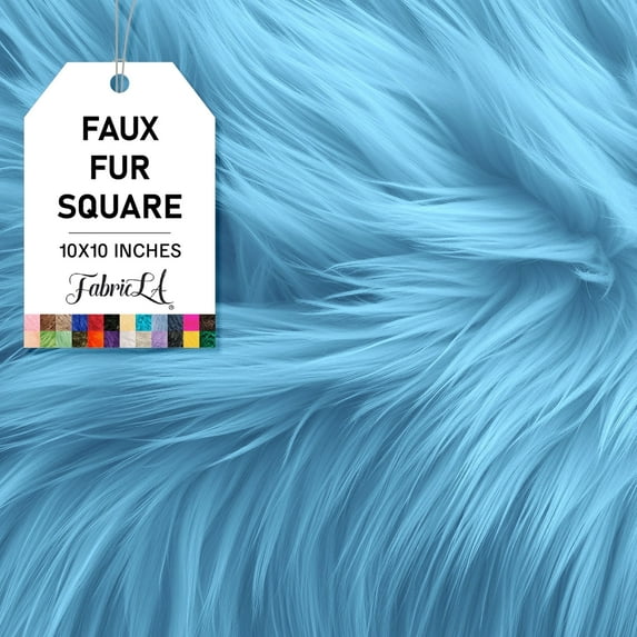 FabricLA Shaggy Faux Fur Fabric - 10" X 10" Inches Pre Cut - Use Fake Fur Fabric for DIY Craft, Fashion Accessory, Home Decoration, Hobby