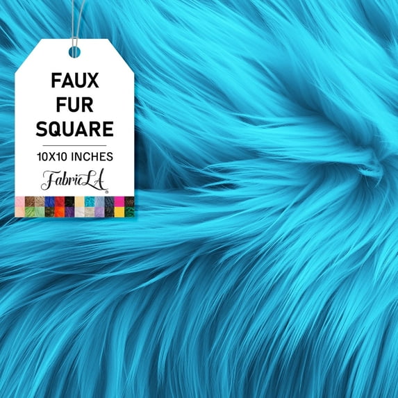 FabricLA Shaggy Faux Fur Fabric - 10" X 10" Inches Pre Cut - Use Fake Fur Fabric for DIY Craft, Fashion Accessory, Home Decoration, Hobby