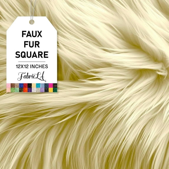 FabricLA Shaggy Faux Fur Fabric - 12" X 12" Inches Pre Cut - Use Fake Fur Fabric for DIY Craft, Fashion Accessory, Home Decoration, Hobby