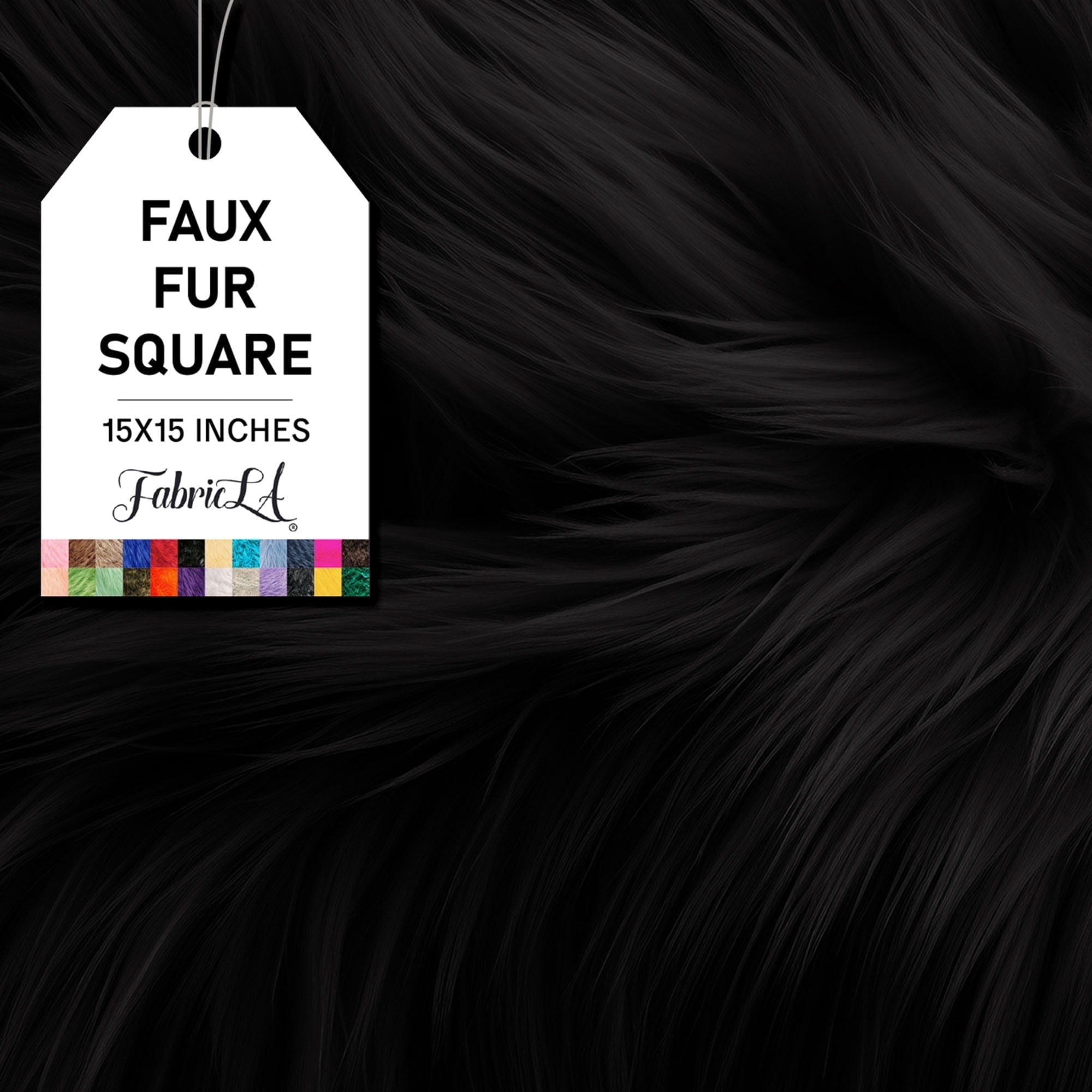 15x15 Inch Black Faux Fur Fabric Square for DIY Projects