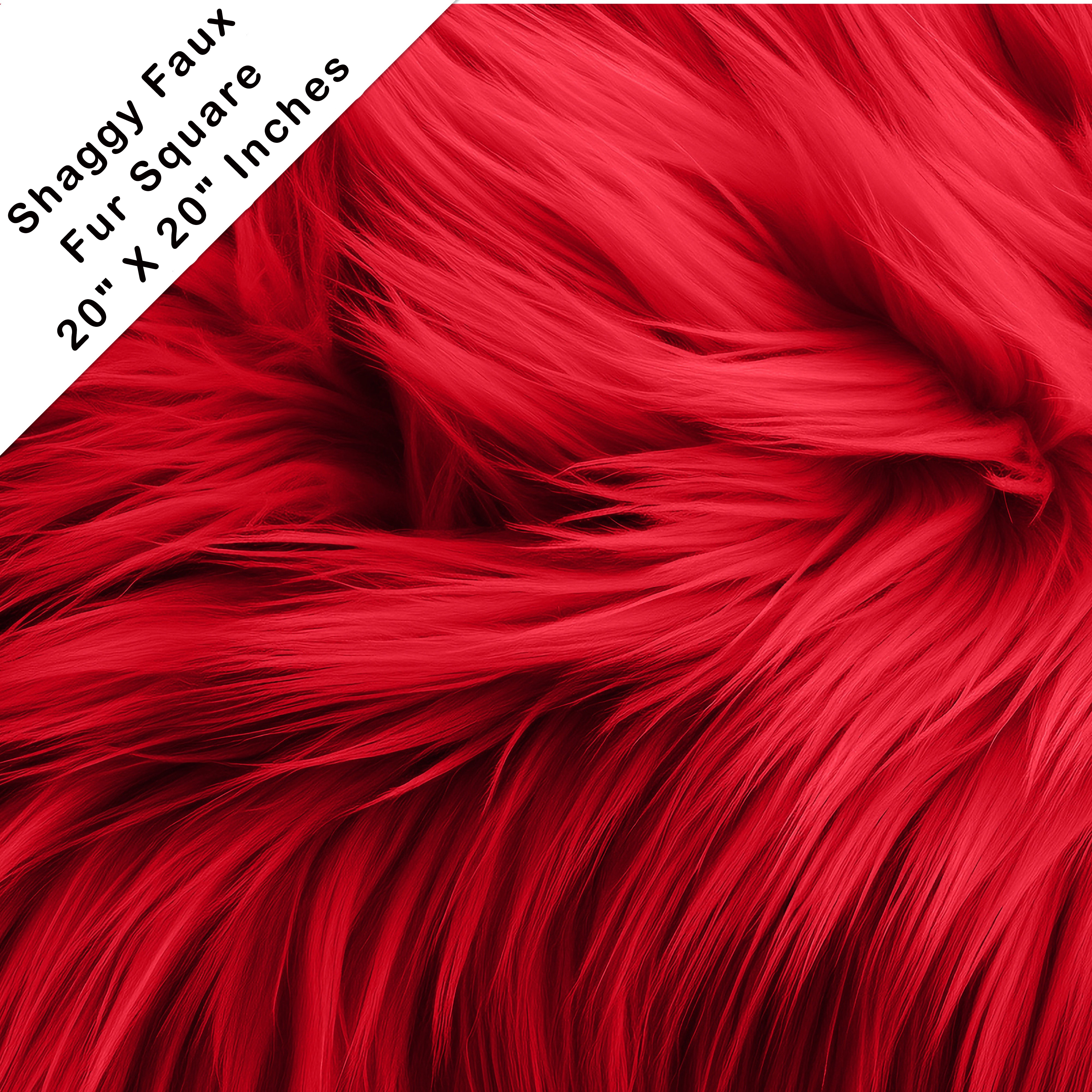 FabricLA Shaggy Faux Fur Fabric 20" X 20" Inches Pre Cut Use Fake