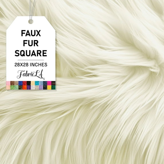 FabricLA Shaggy Faux Fur Fabric - 28" X 28" Inches Pre Cut - Use Fake Fur Fabric for DIY Craft, Fashion Accessory, Home Decoration, Hobby