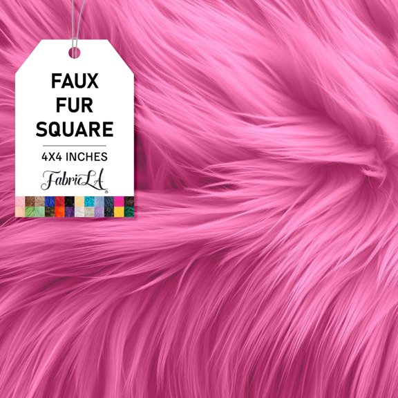 FabricLA Shaggy Faux Fur Fabric - 4" X 4" Inches Pre Cut - Use Fake Fur Fabric for DIY Craft, Fashion Accessory, Home Decoration, Hobby