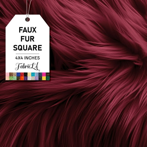 FabricLA Shaggy Faux Fur Fabric - 4" X 4" Inches Pre Cut - Use Fake Fur Fabric for DIY Craft, Fashion Accessory, Home Decoration, Hobby