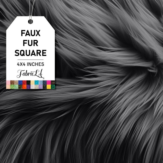 FabricLA Shaggy Faux Fur Fabric - 4" X 4" Inches Pre Cut - Use Fake Fur Fabric for DIY Craft, Fashion Accessory, Home Decoration, Hobby