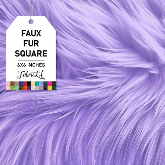 FabricLA Shaggy Faux Fur Fabric - 6" X 6" Inches Pre Cut - Use Fake Fur Fabric for DIY Craft, Fashion Accessory, Home Decoration, Hobby