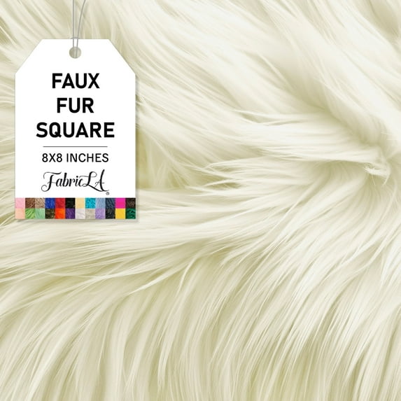 FabricLA Shaggy Faux Fur Fabric - 8" X 8" Inches Pre Cut - Use Fake Fur Fabric for DIY Craft, Fashion Accessory, Home Decoration, Hobby