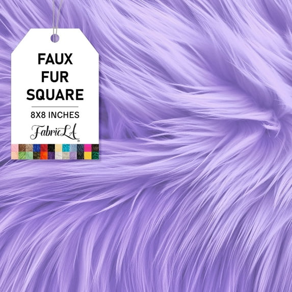 FabricLA Shaggy Faux Fur Fabric - 8" X 8" Inches Pre Cut - Use Fake Fur Fabric for DIY Craft, Fashion Accessory, Home Decoration, Hobby