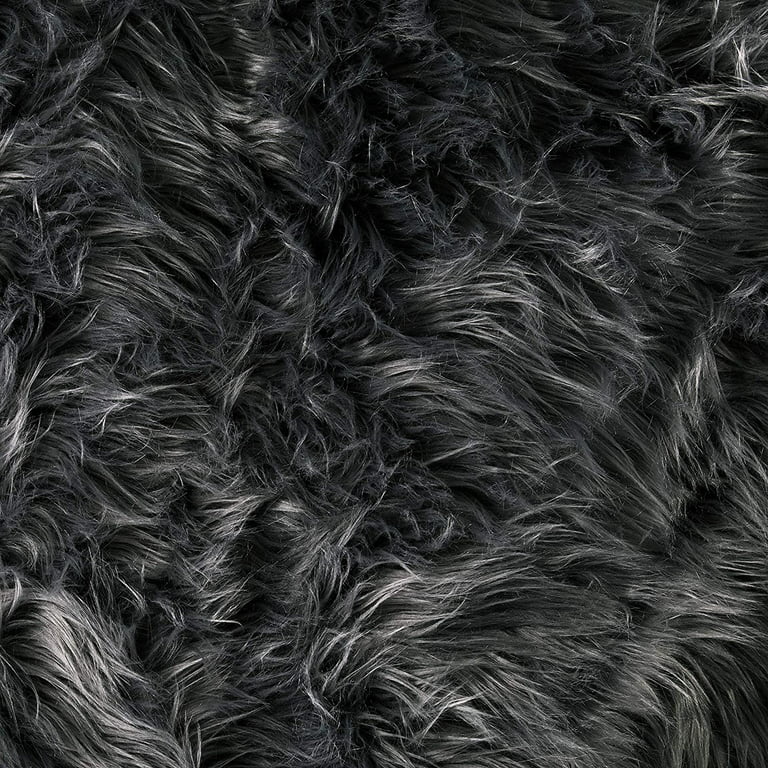 FabricLA Shaggy Faux Fur Fabric - 9 x 12 Inches Pre-Cut - Use Fake Fur Fabric for DIY, Craft Fur Decoration, Fashion Accessory, Hobby - Dark Grey