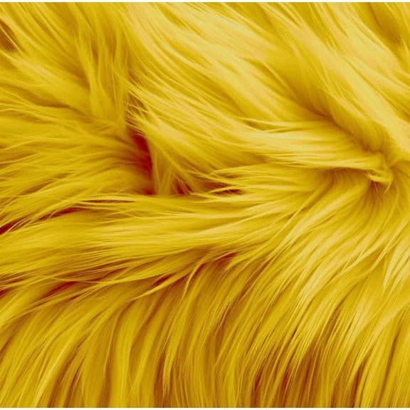 FabricLA Shaggy Faux Fur Fabric Scrap Bag - Acrylic Craft Fabric 16 oz Bag - Artificial Fur Like Material - Use Fur Pieces for Crafts, Gnome Beard, Art Project, Fashion Decor - Golden Yellow