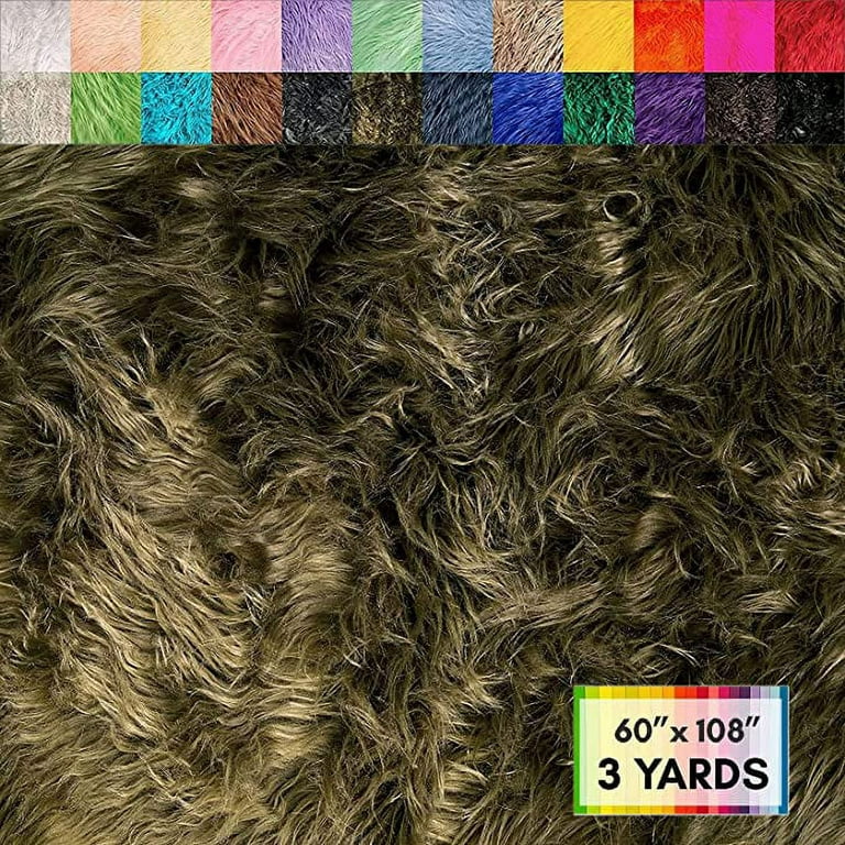 FabricLA Shaggy Faux Fur Roll - Acrylic Fabric 8 X 60 Inches Rolls of Fur  - Artificial Fur Material - Use Faux Fur Piece for Crafts, DIY, Hobby