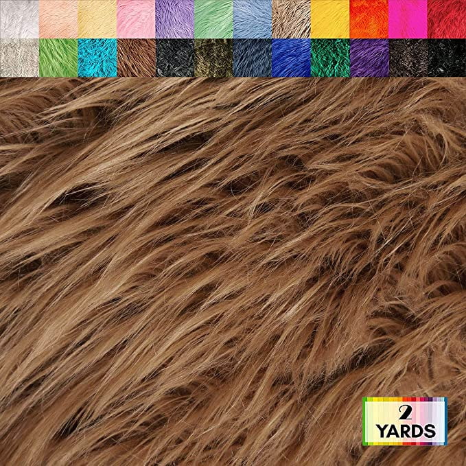 Brown shaggy faux fur upholstery fabric yard 60 wide