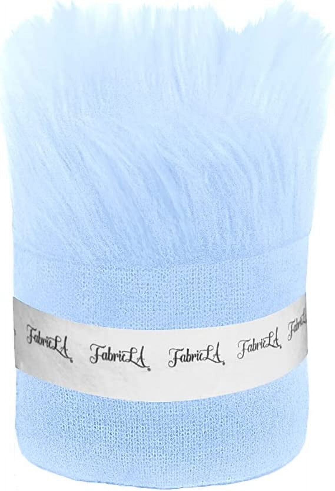Ice Fabrics Shaggy Mohair Faux Fur Fabric Strips Ribbon, Pre Cut Roll, 2 inch Wide by 60 inch Long - Baby Blue, Size: 2 x 60