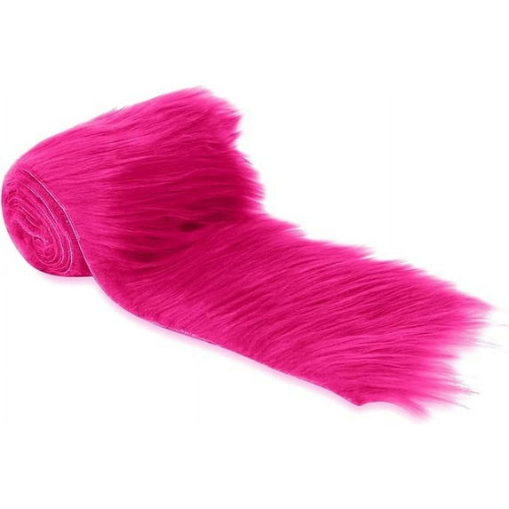 FabricLA Shaggy Faux Fur Fabric Trim 60 x 2 inch Ribbon - Fuchsia