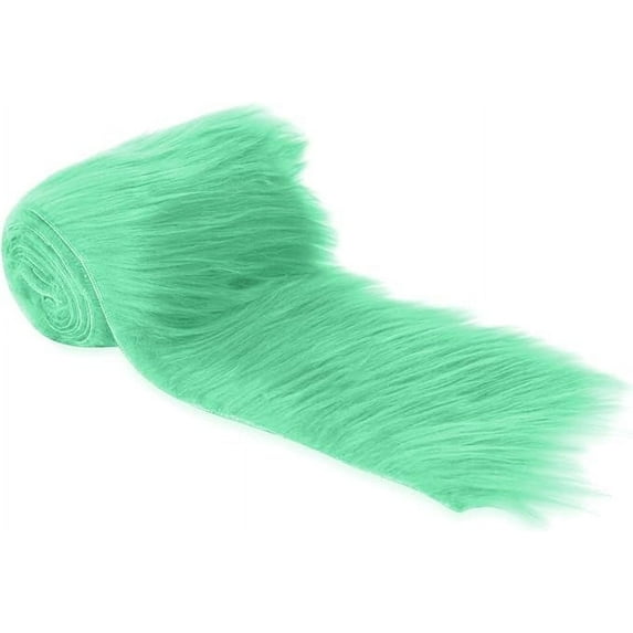 FabricLA Shaggy Faux Fur Fabric Trim 60 x 2 inch Ribbon - Mint