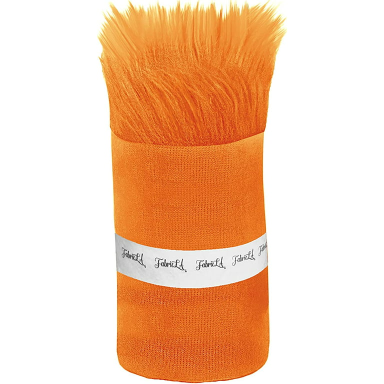 Ice Fabrics Shaggy Mohair Faux Fur Fabric Strips Ribbon, Pre Cut Roll, 2 inch Wide by 60 inch Long - Orange, Size: 2 x 60