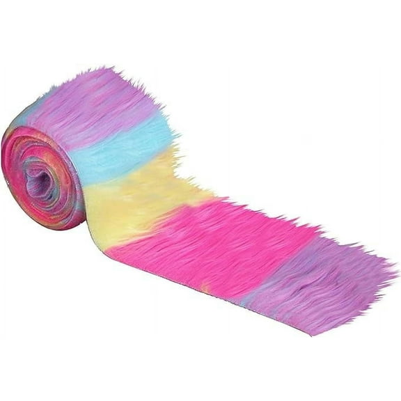 FabricLA Shaggy Faux Fur Fabric Trim 60 x 2 inch Ribbon - Pastel Patch