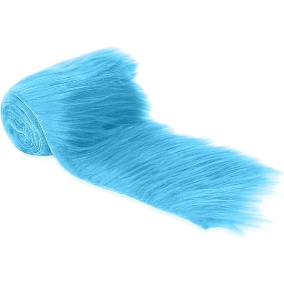 FabricLA Shaggy Faux Fur Fabric Trim 60 x 2 inch Ribbon - Turquoise