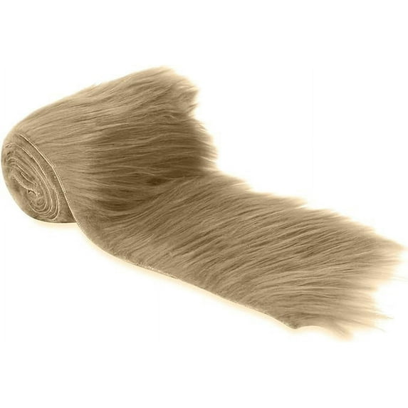 FabricLA Shaggy Faux Fur Fabric Trim 60 x 4 inch Ribbon - Latte