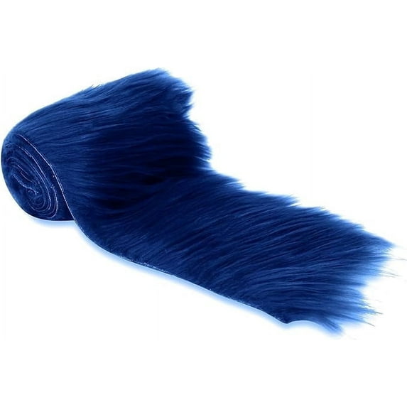 FabricLA Shaggy Faux Fur Fabric Trim 60 x 4 inch Ribbon - Navy Blue