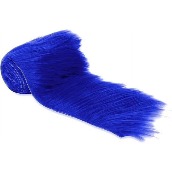 FabricLA Shaggy Faux Fur Fabric Trim 60 x 4 inch Ribbon - Royal Blue