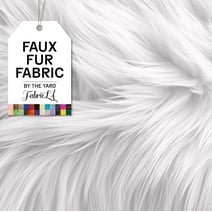 FabricLA Shaggy Faux Fur Fabric by the Yard - 18" x 60" inches (45 cm x 150 cm) - Craft Furry Fabric for Sewing Apparel, Rugs, Pillows, and More - Faux Fluffy Fabric - White Faux Fur, Half Yard