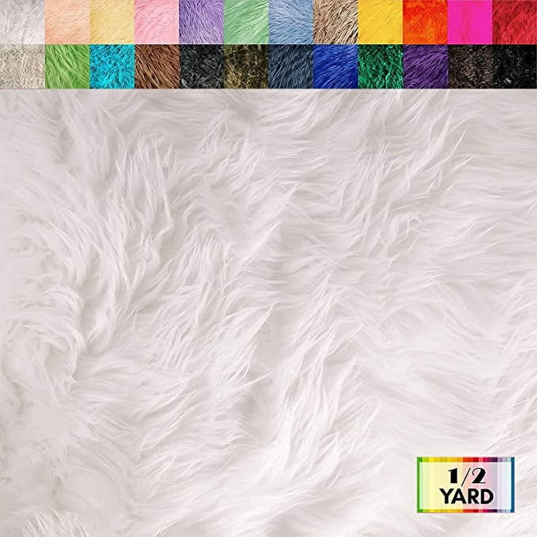 FabricLA Shaggy Faux Fur Fabric by The Yard - 18 x 60 Inches (45 cm x 150 cm) - Craft Furry Fabric for Sewing Apparel, Rugs, Pil