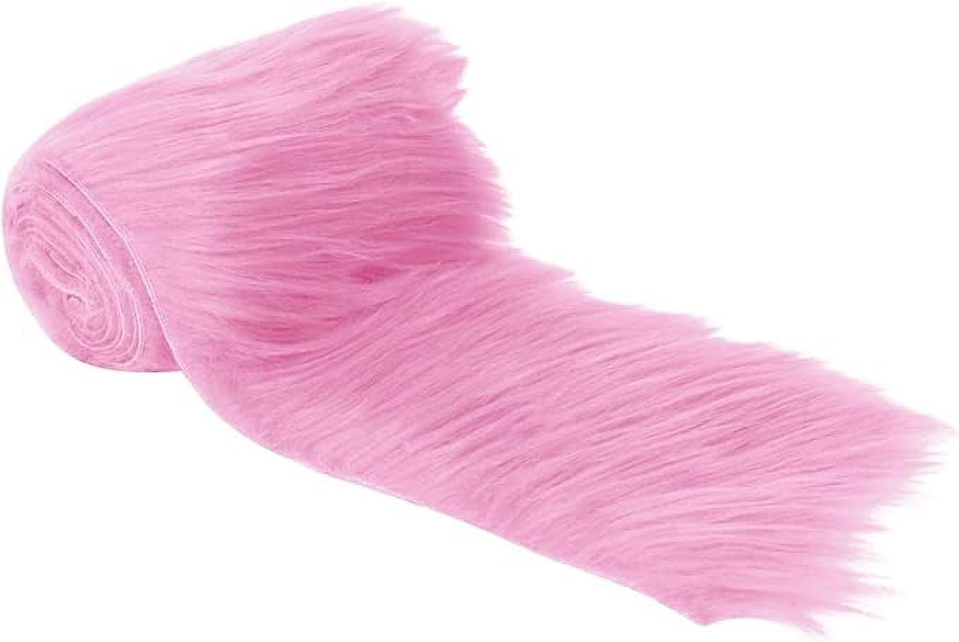 FabricLA Shaggy Faux Fur Roll - Acrylic Fabric 6" X 60" Inches Rolls of Fur - Artificial Fur Material - Use Faux Fur Piece for Crafts, DIY, Hobby, Design, Decoration - Baby Pink