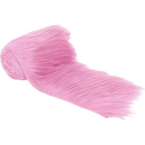 FabricLA Shaggy Faux Fur Roll - Acrylic Fabric 6" X 60" Inches Rolls of Fur - Artificial Fur Material - Use Faux Fur Piece for Crafts, DIY, Hobby, Design, Decoration - Baby Pink