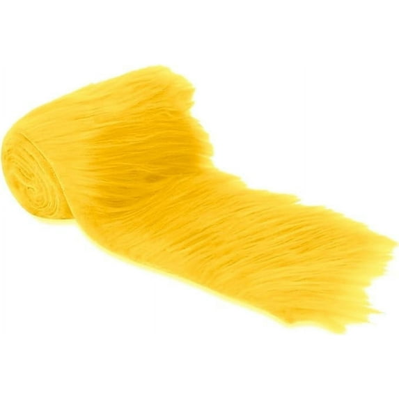 FabricLA Shaggy Faux Fur Roll - Acrylic Fabric 6" X 60" Inches Rolls of Fur - Artificial Fur Material - Use Faux Fur Piece for Crafts, DIY, Costume Design, Decoration - Golden YelloW