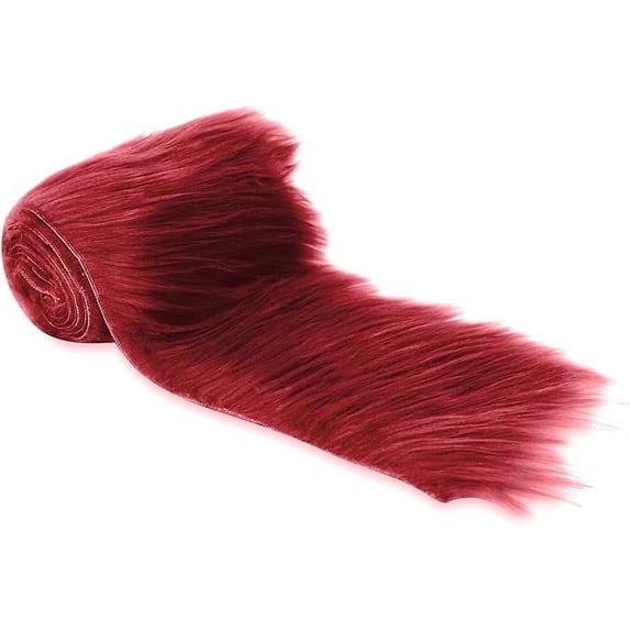 FabricLA Shaggy Faux Fur Roll - Acrylic Fabric 6" X 60" Inches Rolls of Fur - Artificial Fur Material - Use Faux Fur Piece for Crafts, DIY, Hobby, Costume Design, Decoration - Burgundy