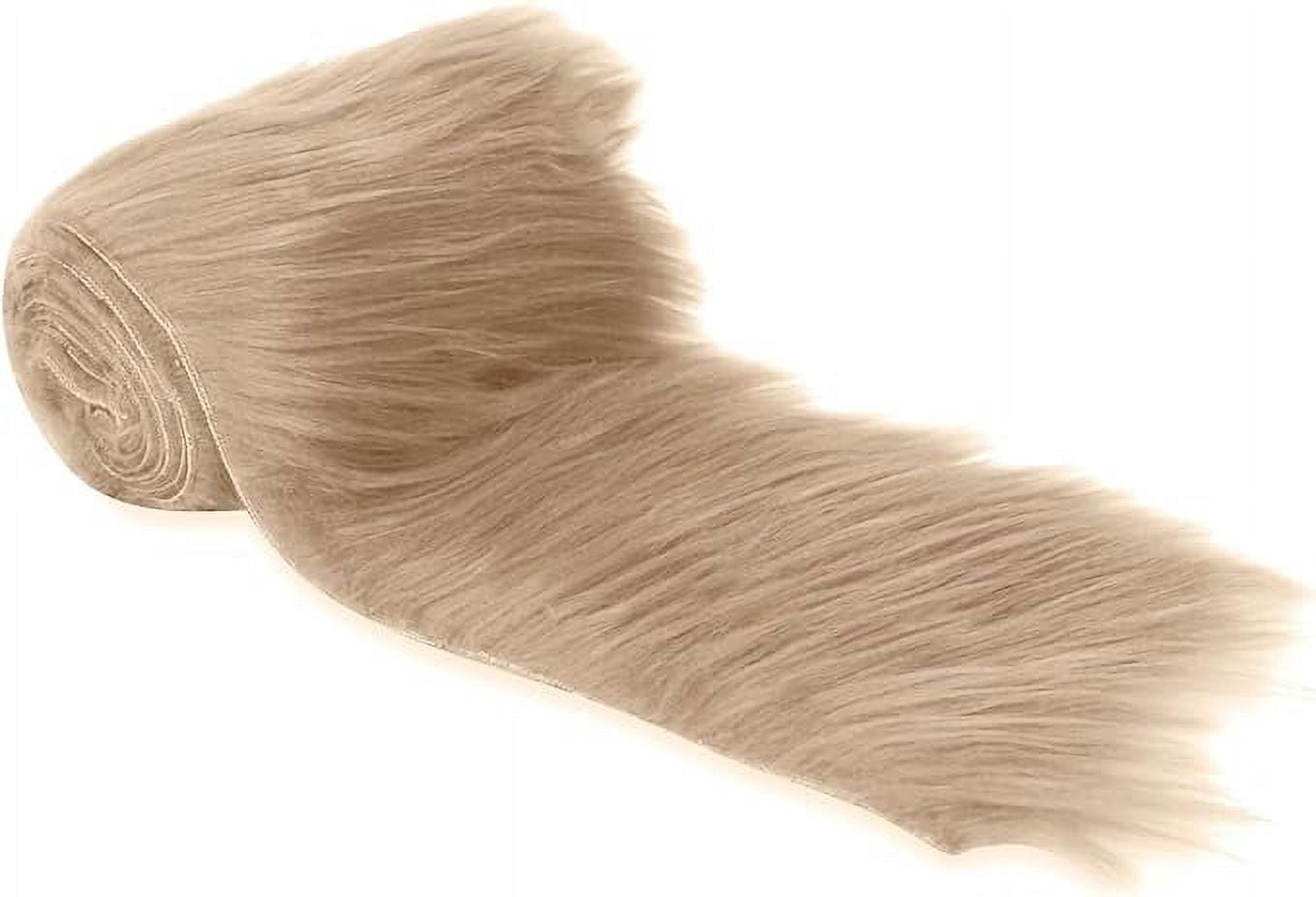 FabricLA Shaggy Faux Fur Roll - Acrylic Fabric 8" X 60" Inches Rolls of Fur - Artificial Fur Material - Use Faux Fur Piece for Crafts, DIY, Hobby, Costume Design, Decoration - Beige