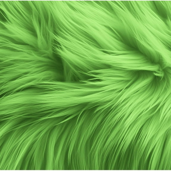 FabricLA Shaggy Faux Fur Square - 12" X 18" Inches Pre-Cut - Use Fake Fur Fabric for DIY, Craft Fur Decoration, Fashion Accessory, Gnome, Hobby - Lime Green Faux Fur Fabric