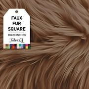 FabricLA Shaggy Faux Fur Square - 20" X 20" Inches Pre-Cut - Use Fake Fur Fabric for DIY, Craft Fur Decoration, Fashion Accessory, Gnome, Hobby - Light Brown Faux Fur Fabric Faux Fur Fabric