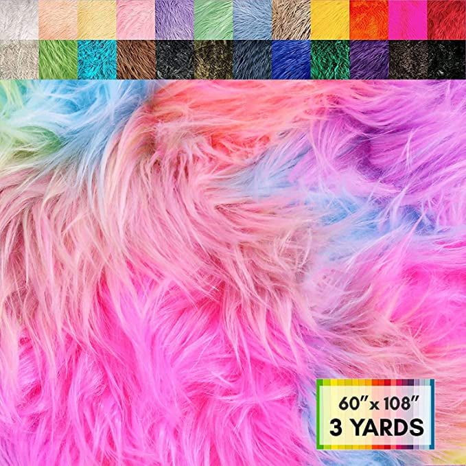 FabricLA Shaggy Faux Fur Fabric by The Yard - 18 x 60 Inches (45