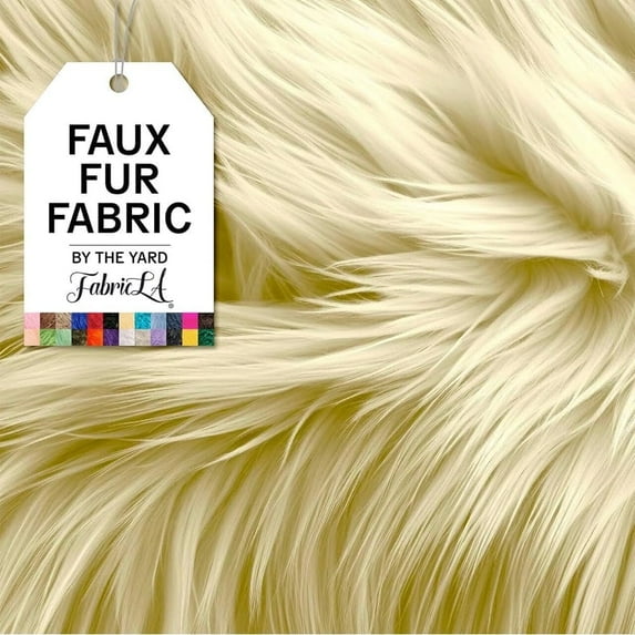 FabricLA Faux Fur Fabric Fluffy Fuzzy Fake Fur | Faux Fur Fabric by The Yard, Banana, 4 Yard
