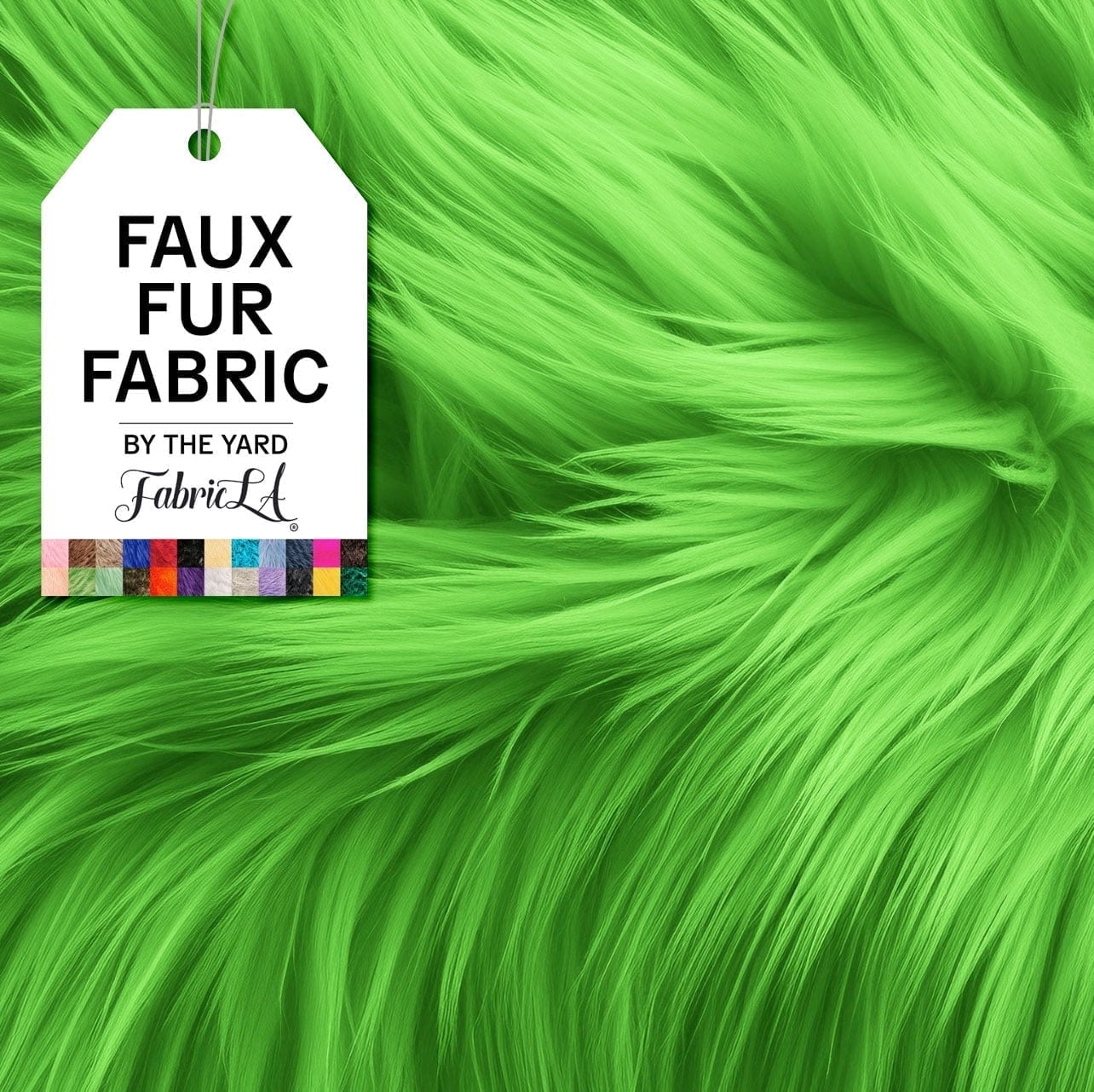 Lime Green Plush Faux Fur Fabric for Crafting and Upholstery