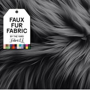 FabricLA Shaggy Faux Fur by The Yard | 36" x 60" | Craft & Hobby Supply for DIY Coats, Home Decor, Apparel, Vests, Jackets, Rugs, Throw Blankets, Pillows | Dark Gray, 1 Yard
